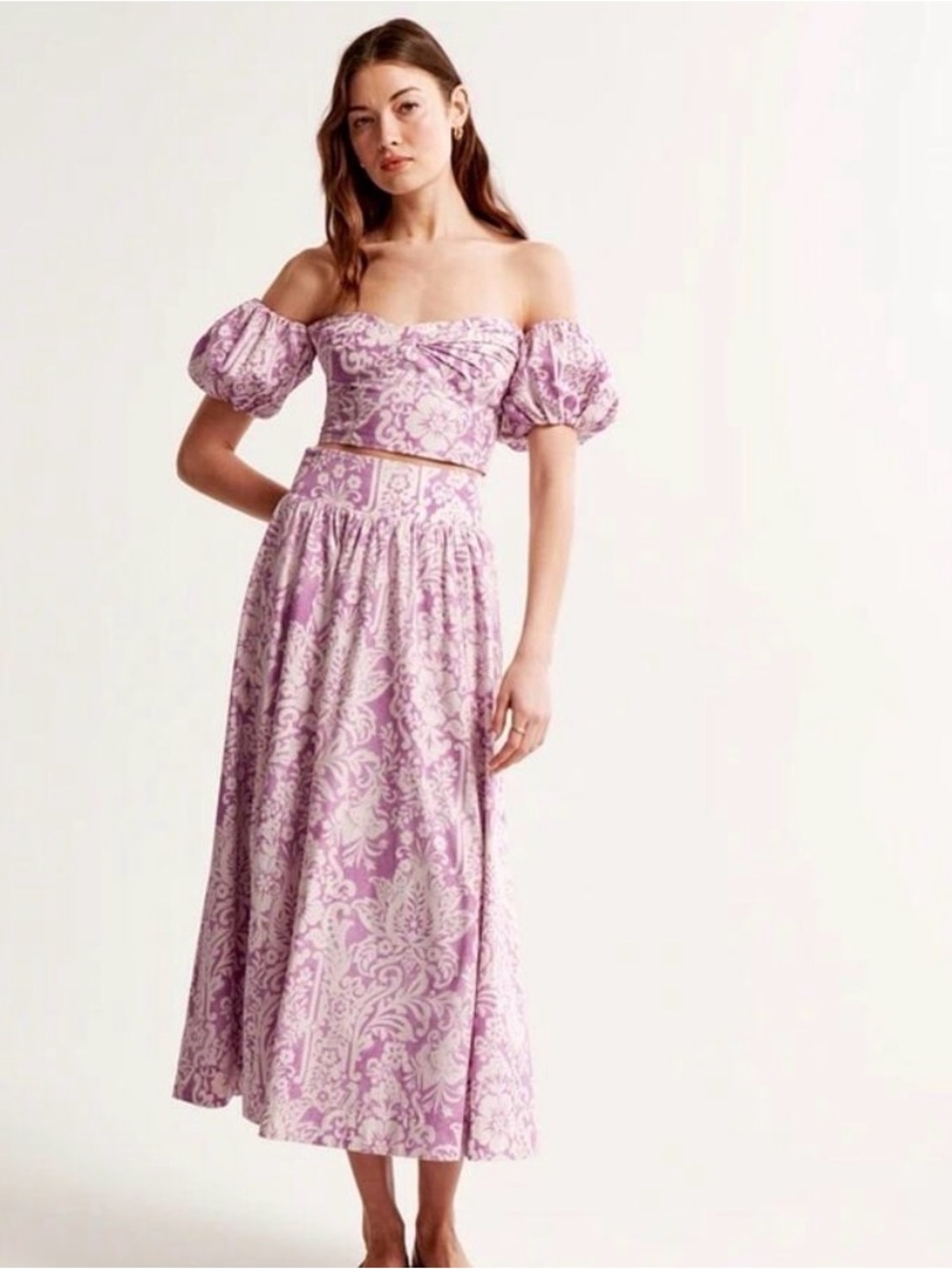 Abercrombie & Fitch Maxi Pink & White Floral Skirt